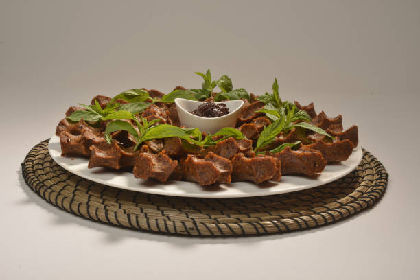 turkish traditional meat cig kofte plate